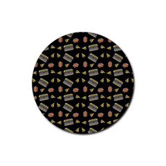 Fast Food Black Rubber Round Coaster (4 Pack)  by snowwhitegirl