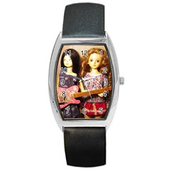 Playing The Guitar Barrel Style Metal Watch