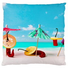 Red Chili Peppers On The Beach Large Flano Cushion Case (one Side) by FunnyCow