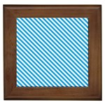 Oktoberfest Bavarian Blue and White Small Candy Cane Stripes Framed Tiles Front