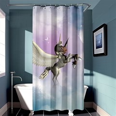 Cute Little Pegasus In The Sky, Cartoon Shower Curtain 36  X 72  (stall)  by FantasyWorld7