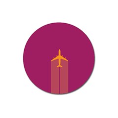 Airplane Jet Yellow Flying Wings Magnet 3  (round) by Nexatart