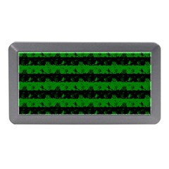 Alien Green And Black Halloween Nightmare Stripes  Memory Card Reader (mini) by PodArtist