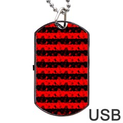 Red Devil And Black Halloween Nightmare Stripes  Dog Tag Usb Flash (one Side) by PodArtist