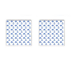 Vintage Face Anchor Blue Cufflinks (square)