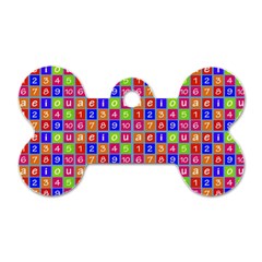 Numbers And Vowels Colorful Pattern Dog Tag Bone (two Sides) by dflcprints