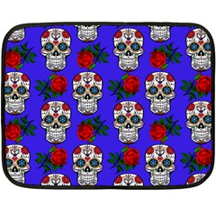 Skull Pattern Blue Double Sided Fleece Blanket (mini)  by snowwhitegirl