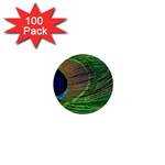 Peacock Feather Macro Peacock Bird 1  Mini Buttons (100 pack)  Front