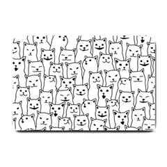 Funny Cat Pattern Organic Style Minimalist On White Background Small Doormat 