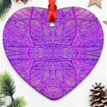 Hot Pink And Purple Abstract Branch Pattern Heart Ornament (Two Sides) Back