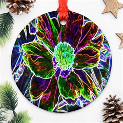 Abstract Garden Peony In Black And Blue Round Ornament (two Sides) by myrubiogarden