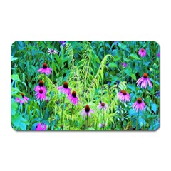 Purple Coneflower Garden With Tiger Eye Tree Magnet (rectangular) by myrubiogarden