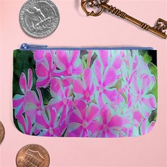 Hot Pink And White Peppermint Twist Garden Phlox Large Coin Purse by myrubiogarden