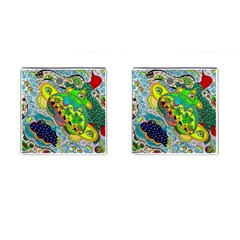 Cosmic Lizards With Alien Spaceship Cufflinks (square)