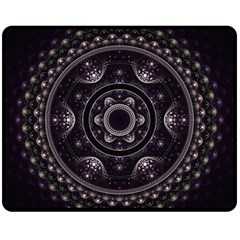 Fractal Mandala Circles Purple Fleece Blanket (medium) 