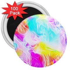 Background Drips Fluid Colorful Pattern 3  Magnets (100 Pack)