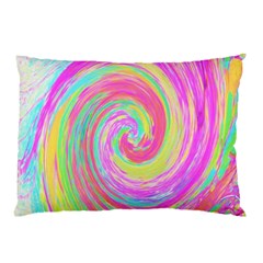 Groovy Abstract Pink And Blue Liquid Swirl Painting Pillow Case by myrubiogarden