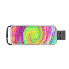 Groovy Abstract Purple And Yellow Liquid Swirl Portable Usb Flash (one Side)