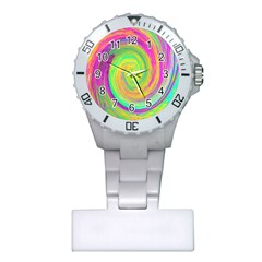 Groovy Abstract Purple And Yellow Liquid Swirl Plastic Nurses Watch