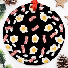 Bacon And Egg Pop Art Pattern Ornament (round Filigree)