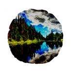 Color Lake Mountain Painting Standard 15  Premium Round Cushions Front