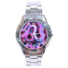 Pattern Color Curve Movement Stainless Steel Analogue Watch