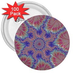 Purple Splat Fractal Art 3  Buttons (100 Pack)  by Pakrebo