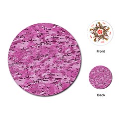 Pink Camouflage Army Military Girl Playing Cards (round) by snek
