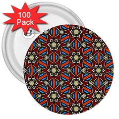 Pattern Stained Glass Church 3  Buttons (100 Pack)  by Pakrebo