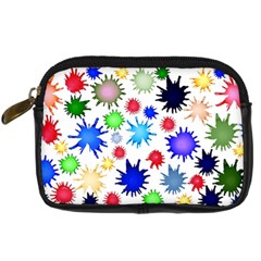 Inks Drops Black Colorful Paint Digital Camera Leather Case by Pakrebo