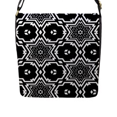 Black And White Pattern Background Structure Flap Closure Messenger Bag (l) by Pakrebo
