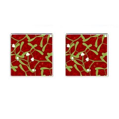 Mistletoe Christmas Texture Advent Cufflinks (square) by Pakrebo