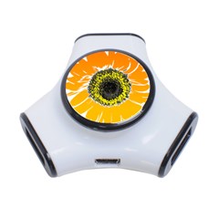 Sunflower Flower Yellow Orange 3-port Usb Hub by Mariart