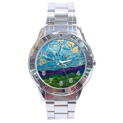 A Very Very Starry Night Stainless Steel Analogue Watch