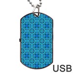 Background Image Tile Pattern Blue Dog Tag USB Flash (One Side) Front