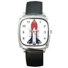 Planet Planets Rocket Shuttle Square Metal Watch