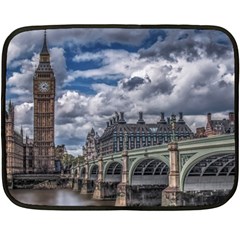 Architecture Big Ben Bridge Buildings Double Sided Fleece Blanket (mini) 