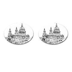 Line Art Architecture Church Cufflinks (oval)