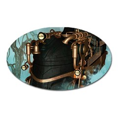 Spirit Of Steampunk, Awesome Train In The Sky Oval Magnet