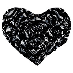 Dark Abstract Print Large 19  Premium Flano Heart Shape Cushions by dflcprintsclothing