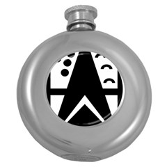 Black And White Geometric Design Round Hip Flask (5 Oz) by yoursparklingshop
