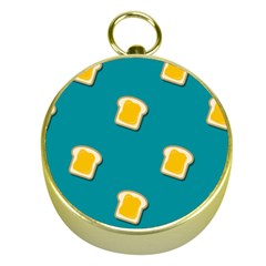 Toast With Cheese Pattern Turquoise Green Background Retro Funny Food Gold Compasses by genx