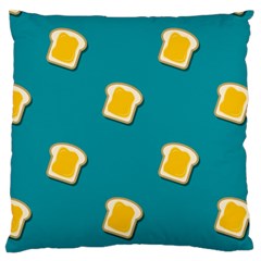 Toast With Cheese Pattern Turquoise Green Background Retro Funny Food Large Flano Cushion Case (one Side) by genx