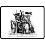 Odin on his Throne with ravens wolf on black stone texture Fleece Blanket (Large)  80 x60  Blanket Front