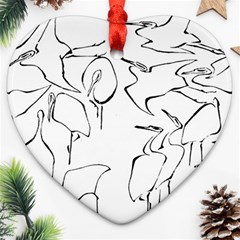 Katsushika Hokusai, Egrets From Quick Lessons In Simplified Drawing Heart Ornament (two Sides) by Valentinaart