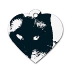 Cat Nature Design Animal Skin Black Dog Tag Heart (Two Sides) Back