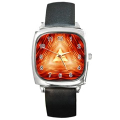 Abstract Orange Triangle Square Metal Watch by HermanTelo