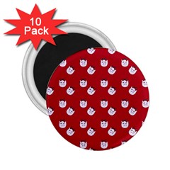 Lazy Bat One Red Pattern 2 25  Magnets (10 Pack)  by snowwhitegirl