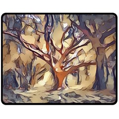 Tree Forest Woods Nature Landscape Fleece Blanket (medium)  by Sapixe