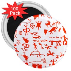 Petroglyph Art Symbols Art Rock 3  Magnets (100 Pack) by Pakrebo